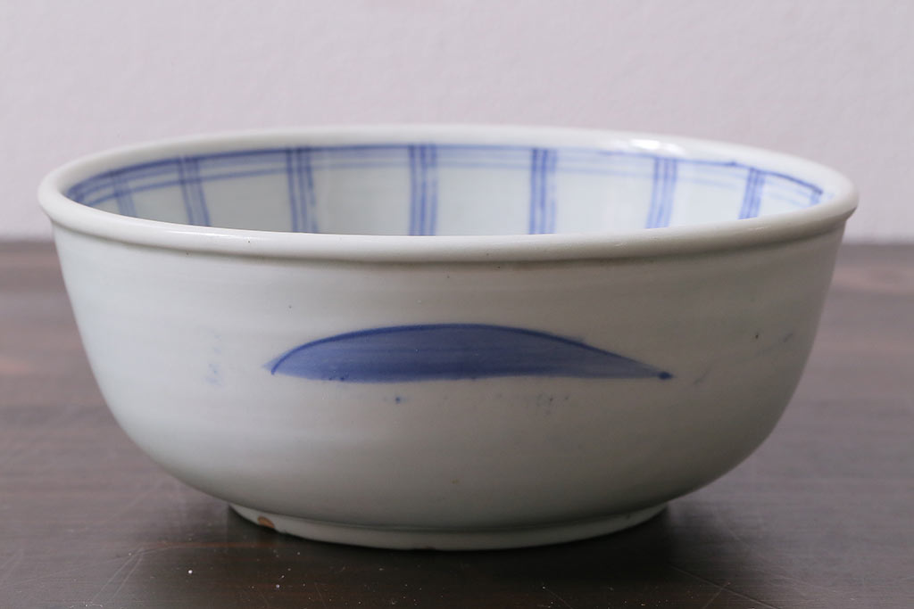 アンティーク雑貨　江戸期　伊万里　コウモリ(蝙蝠)図柄　深鉢(皿、和食器)(R-037221)