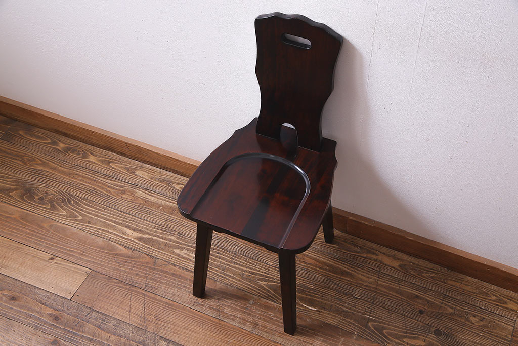 中古　伝統民芸家具　神居民芸　気品漂う和モダンなチェア(椅子、板座チェア)(R-037301)