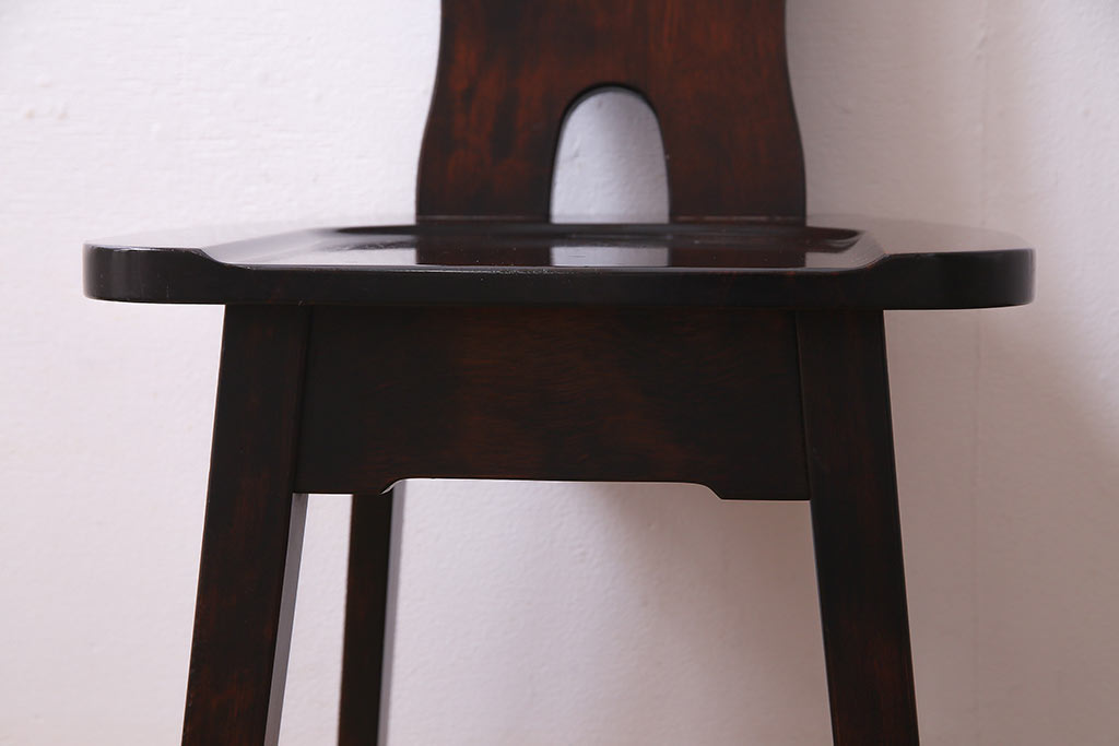 中古　伝統民芸家具　神居民芸　気品漂う和モダンなチェア(椅子、板座チェア)(R-037301)