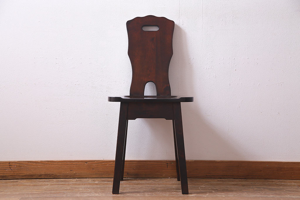 中古　伝統民芸家具　神居民芸　気品漂う和モダンなチェア(椅子、板座チェア)(R-037303)