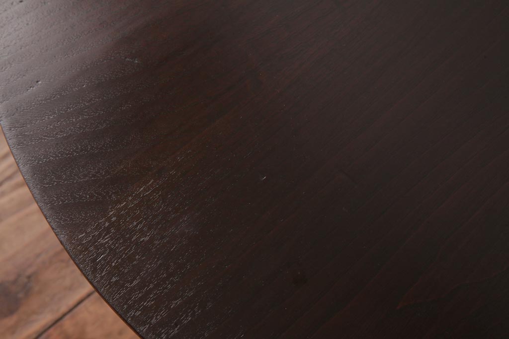 レトロ家具　昭和レトロ　栓材　渋みのある懐かしい雰囲気の丸ちゃぶ台(折り畳み式テーブル、ローテーブル)(R-037312)