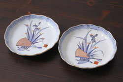 幕末明治期　伊万里焼　染付角皿2枚セット(向付、小鉢、和食器)(R-042685)