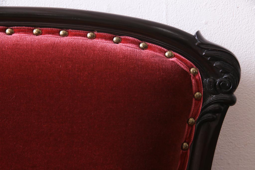 アンティーク家具　英国　イギリスヴィンテージ　ウォールナット材　猫脚セティ(二人掛けソファ、ダイニングソファ、ビンテージ)(R-037349)