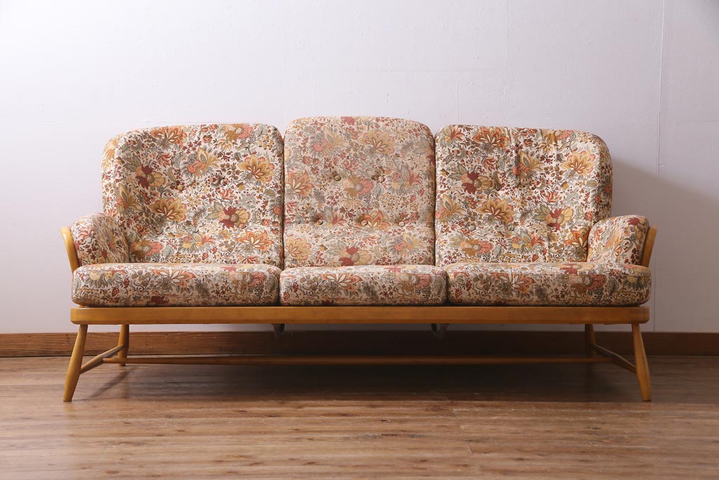 ヴィンテージ家具　英国イギリスビンテージ　ERCOL(アーコール)　ジュビリー(Jubilee)　3人掛けソファ(三人掛け、イージーチェア)(R-037350)