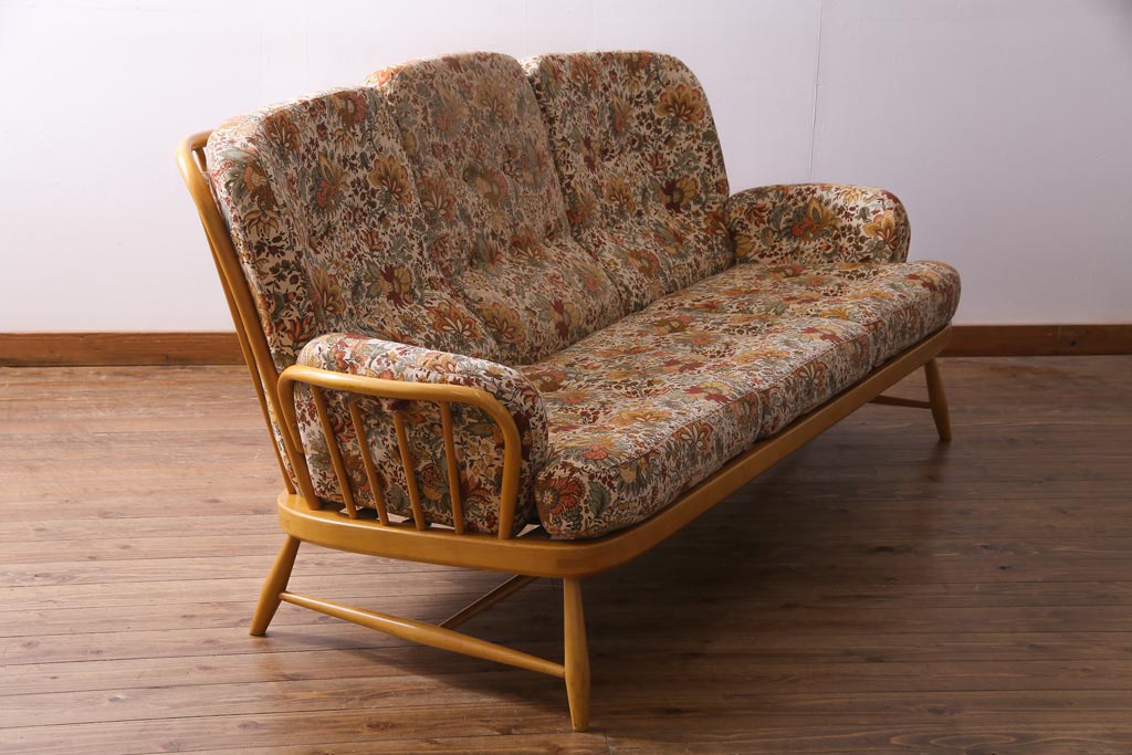 ヴィンテージ家具　英国イギリスビンテージ　ERCOL(アーコール)　ジュビリー(Jubilee)　3人掛けソファ(三人掛け、イージーチェア)(R-037350)