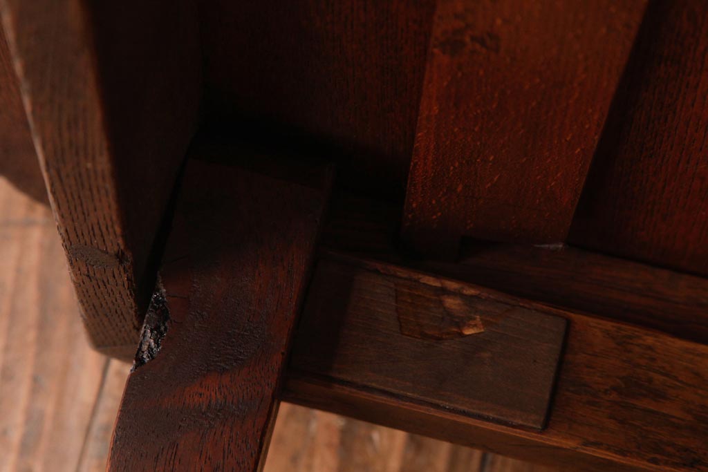 レトロ家具　栓材一枚板　シンプルで使い勝手の良い角ちゃぶ台(ローテーブル)(R-037372)