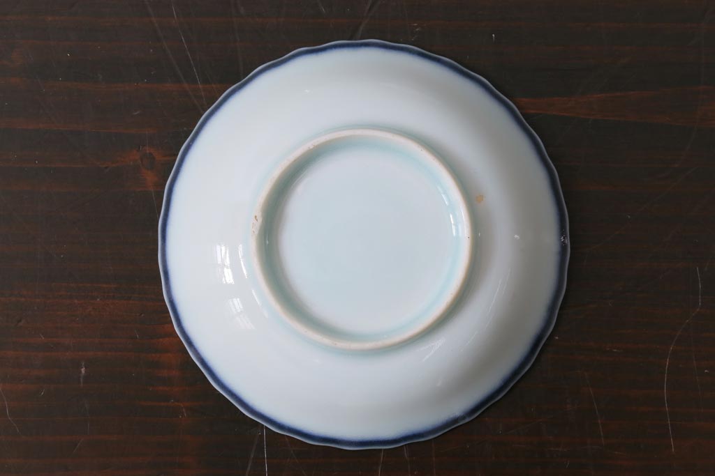 アンティーク雑貨　骨董　江戸期　古伊万里　船の図　染付小皿3枚セット(和食器)(R-037381)