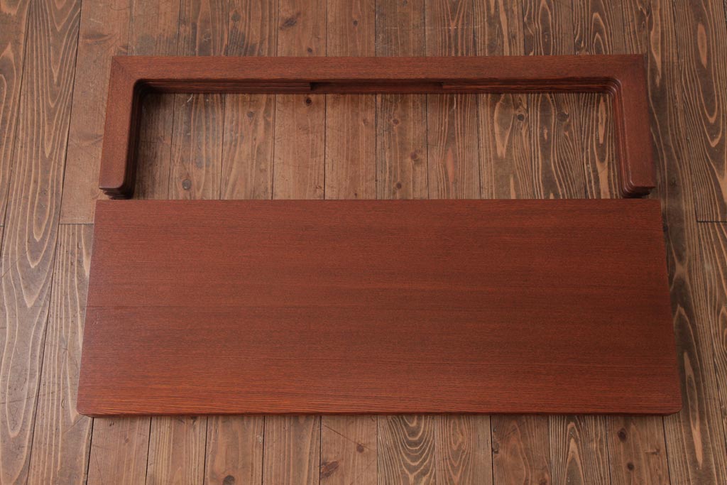 レトロ家具　エンジュ材　漆塗り　折り畳み式の珍しい座卓(ローテーブル)(R-037405)