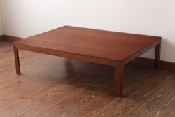 レトロ家具　エンジュ材　漆塗り　折り畳み式の珍しい座卓(ローテーブル)(R-037406)