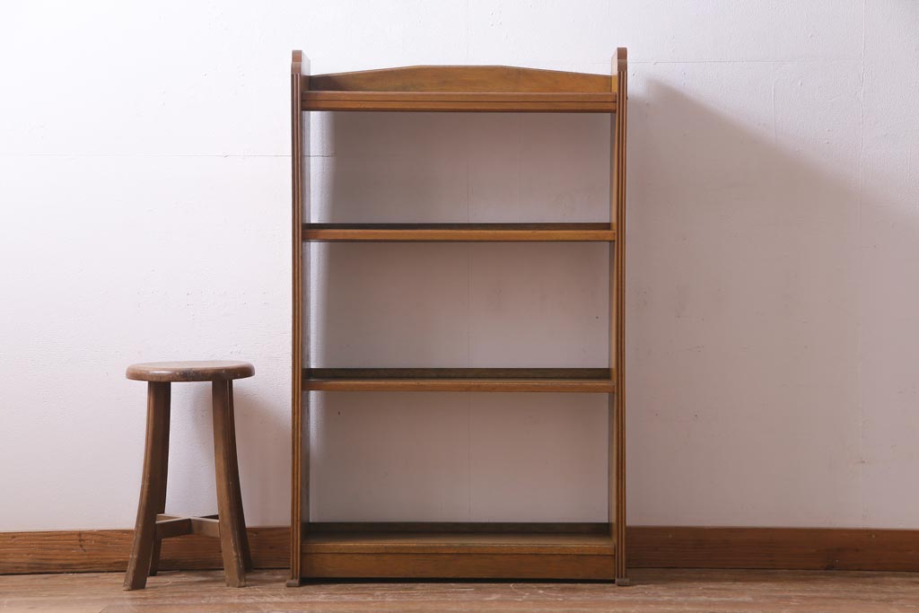 レトロ家具　昭和中期　クスノキ材のシンプルな本棚(飾り棚、陳列棚)(R-037414)