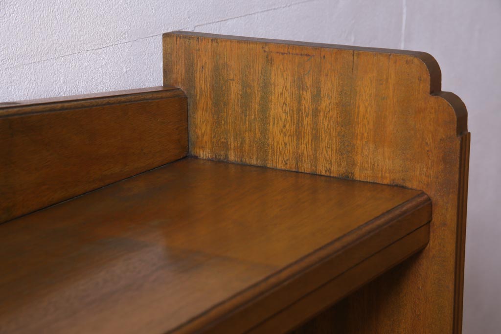 レトロ家具　昭和中期　クスノキ材のシンプルな本棚(飾り棚、陳列棚)(R-037414)