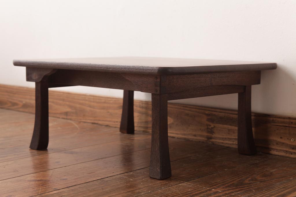 レトロ家具　和製アンティーク　大正期　栗材　素朴な木の風合いが温かみを感じる角ちゃぶ台(ローテーブル、折り畳みテーブル)(R-037424)