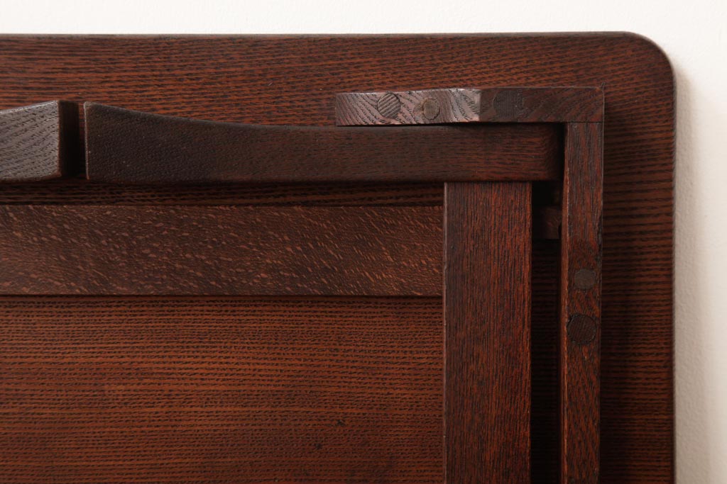 レトロ家具　和製アンティーク　大正期　栗材　素朴な木の風合いが温かみを感じる角ちゃぶ台(ローテーブル、折り畳みテーブル)(R-037424)