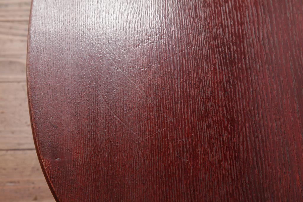 アンティーク家具　工芸品　エンジュ(槐)材　漆塗り　オーバル型と竹の脚が珍しいちゃぶ台(座卓、ローテーブル)(R-037425)