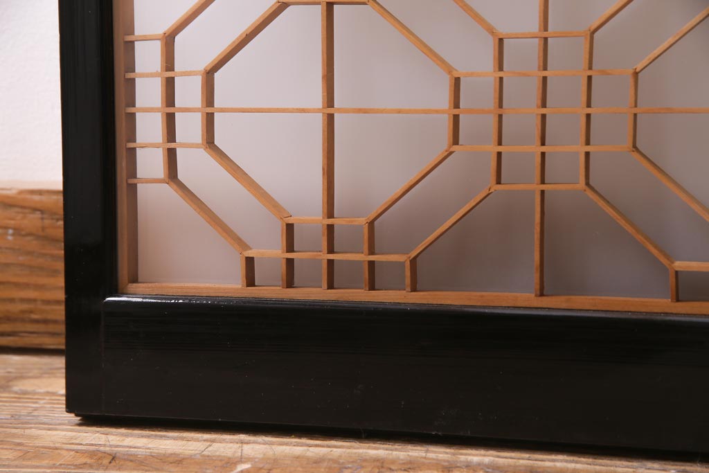 アンティーク家具　ラフジュ工房オリジナル　古建具リメイク　組子の引き戸が風情漂うキャビネット(収納棚、戸棚、書院戸)(R-037430)