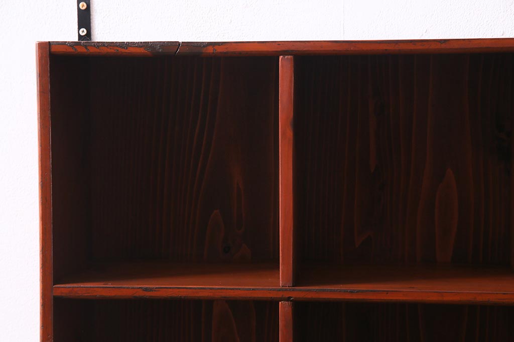 ラフジュ工房オリジナル　古材リメイク家具　3×3マス　収納とディスプレイが楽しめる壁掛けマス目棚(壁掛け収納棚、ウォールラック)(R-037442)