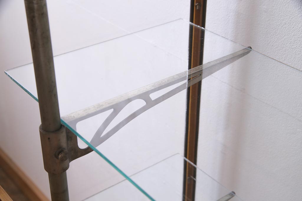 レトロ家具　ナラ材　パンケースとして使われていた木の魅力たっぷりのガラスケース(ショーケース、陳列棚)(R-037445)