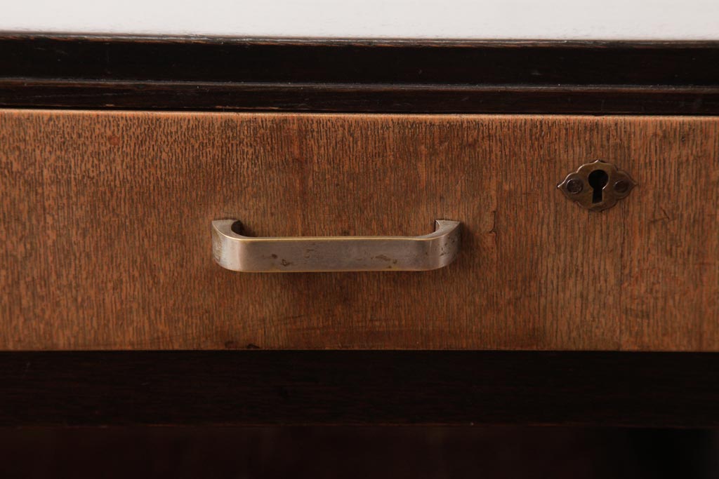 レトロ家具　バイカラーが印象的なレトロな文机(座机、ローテーブル)(R-037456)