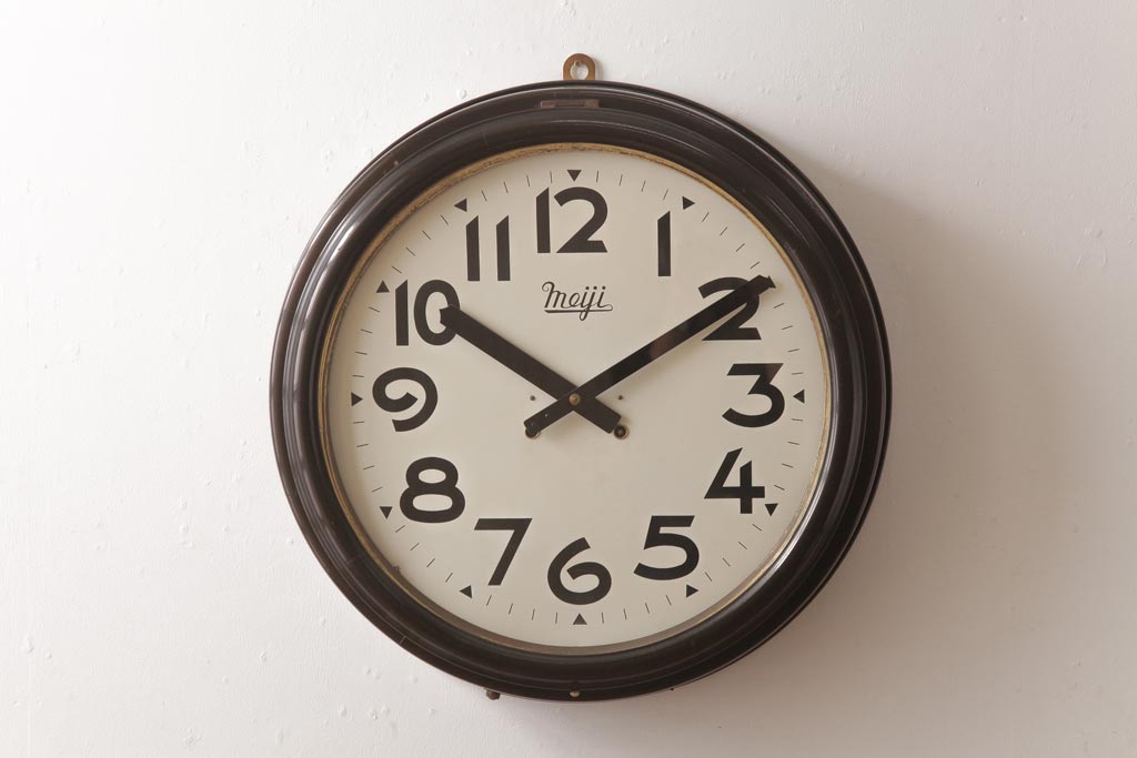 アンティーク雑貨 レトロ雑貨 特大サイズ! Meiji(明治時計社) 手巻き式 トーマス型 丸型掛時計(壁掛け時計、柱時計、振り子時計)(R-037475)  | ラフジュ工房