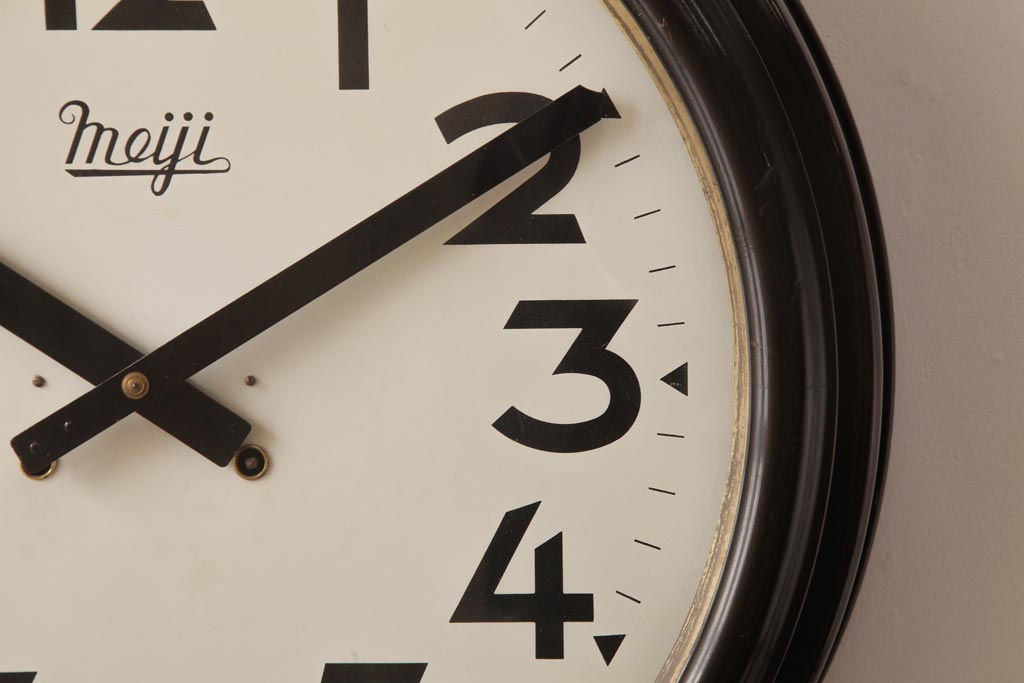 アンティーク雑貨 レトロ雑貨 特大サイズ! Meiji(明治時計社) 手巻き式 トーマス型 丸型掛時計(壁掛け時計、柱時計、振り子時計)(R-037475)  | ラフジュ工房