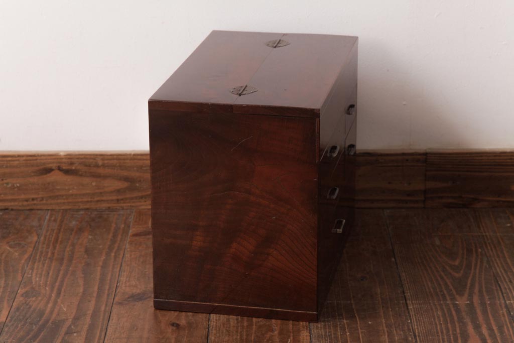 アンティーク家具　和製アンティーク　桑材貼り　上品でレトロな裁縫箱(小引き出し、小物収納)(R-037478)