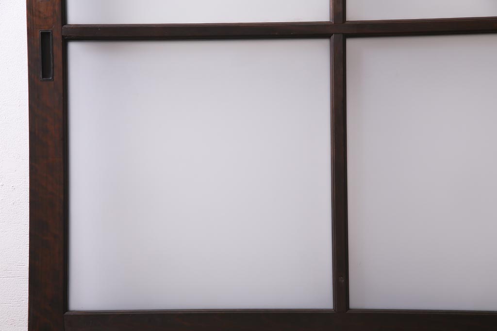 アンティーク家具　すりガラス入り　腰板ケヤキ材　シックなインテリアにも馴染むガラス戸1枚(引き戸、建具)(R-037480)