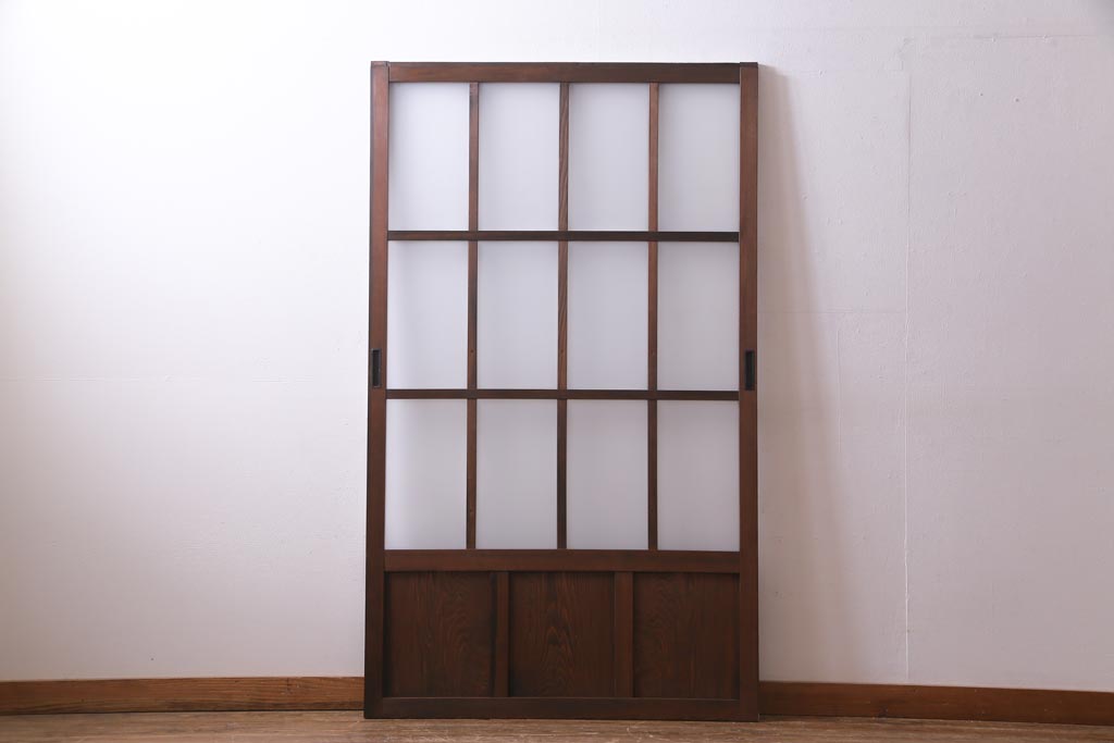 レトロ家具　すりガラス入り　味のある大振りなガラス戸1枚(引き戸、建具)(R-037482)