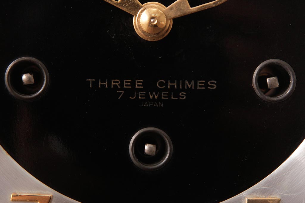 アンティーク雑貨　レトロ　SEIKO(セイコー)　手巻き式　THREE CHIMES　7JEWELS　置き時計(古時計、テンプ)(R-037489)