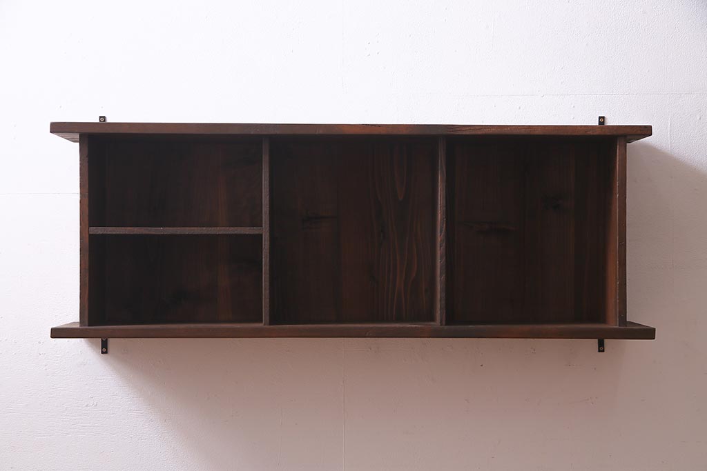 ラフジュ工房オリジナル　古材リメイク　アンティーク材を活かしたウォールシェルフ(壁掛け棚、吊り棚、ウォールラック)(R-037508)
