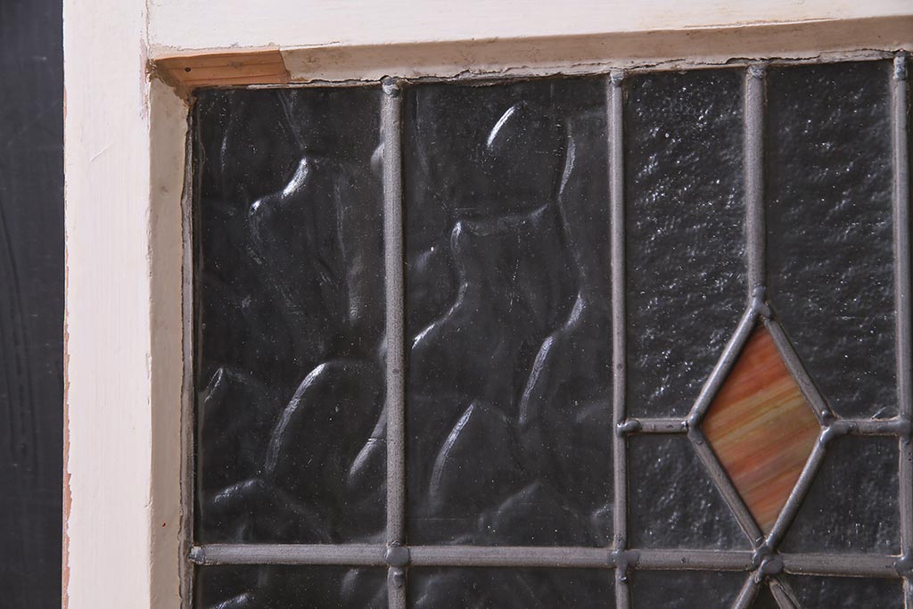 アンティーク建具　イギリスアンティーク　ステンドグラスのペイントフィックス窓・小(明り取り)(R-037514)