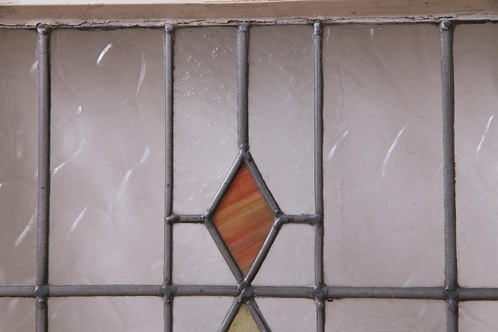 アンティーク建具　イギリスアンティーク　ステンドグラスのペイントフィックス窓・小(明り取り)(R-037514)