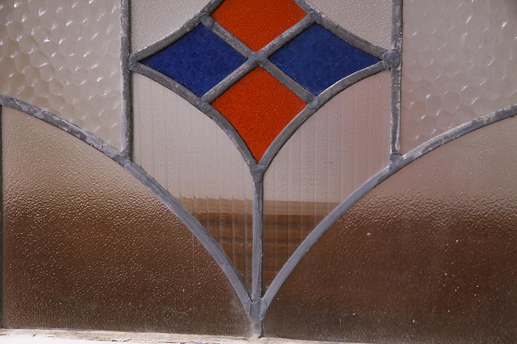 アンティーク建具　イギリスアンティーク　ステンドグラスのペイントフィックス窓(小窓、明り取り)(R-037517)
