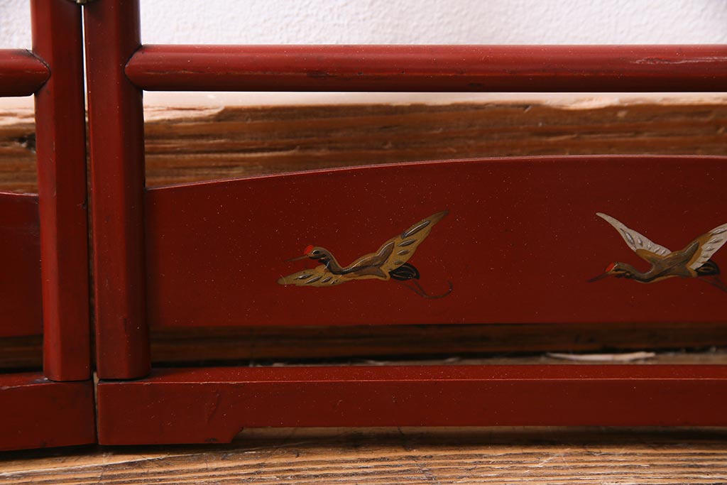 アンティーク雑貨　和製アンティーク　昭和初期　小ぶりサイズ!鶴の意匠が上品な衣桁(R-037518)