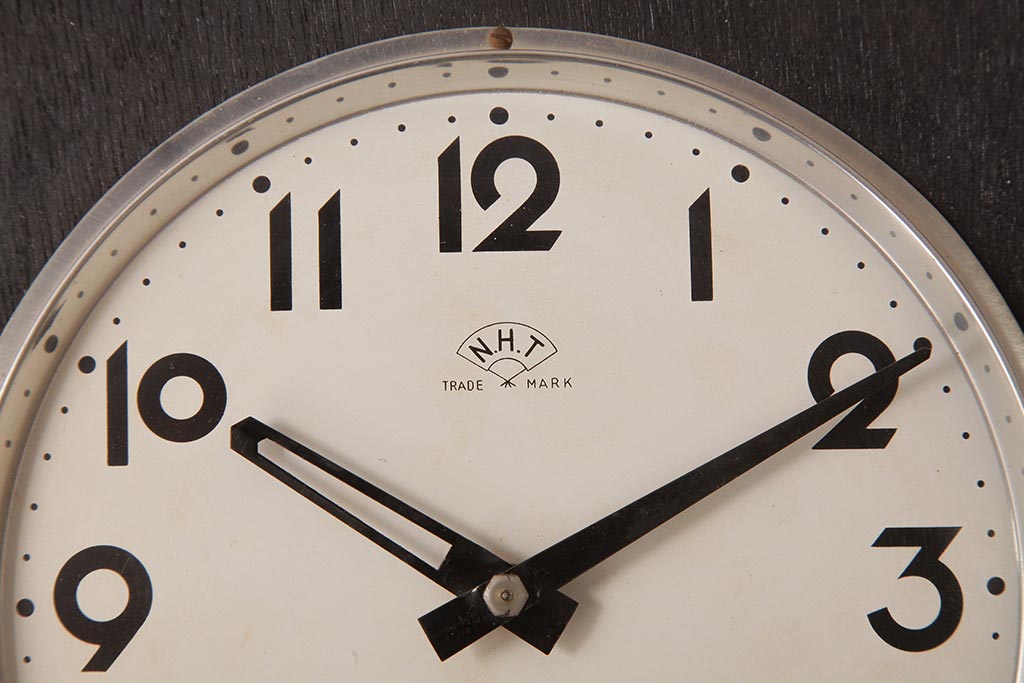 ビンテージ雑貨　堀田時計店　N.H.T　CROWNFAN　21DAY　ゼンマイ式　淡いペイントがおしゃれな振り子掛時計(柱時計、壁掛け時計)(R-037533)