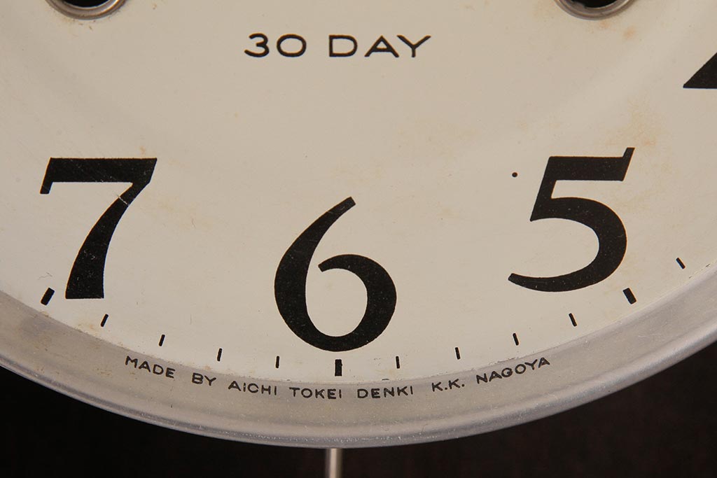 レトロ雑貨　AICHI(アイチ、愛知時計電機)　手巻き式　30DAY　Super　Eight　掛け時計(柱時計、振り子時計)