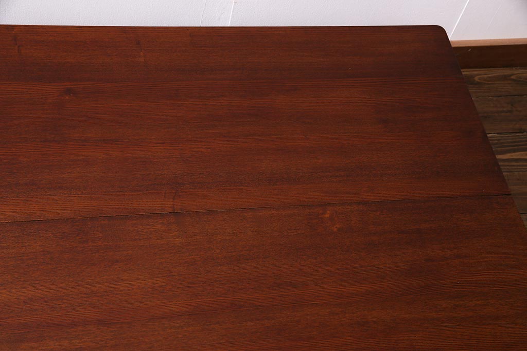 レトロ家具　エンジュ(槐)材　漆塗り　折り畳み式の珍しい座卓・大(ローテーブル)(R-037546)
