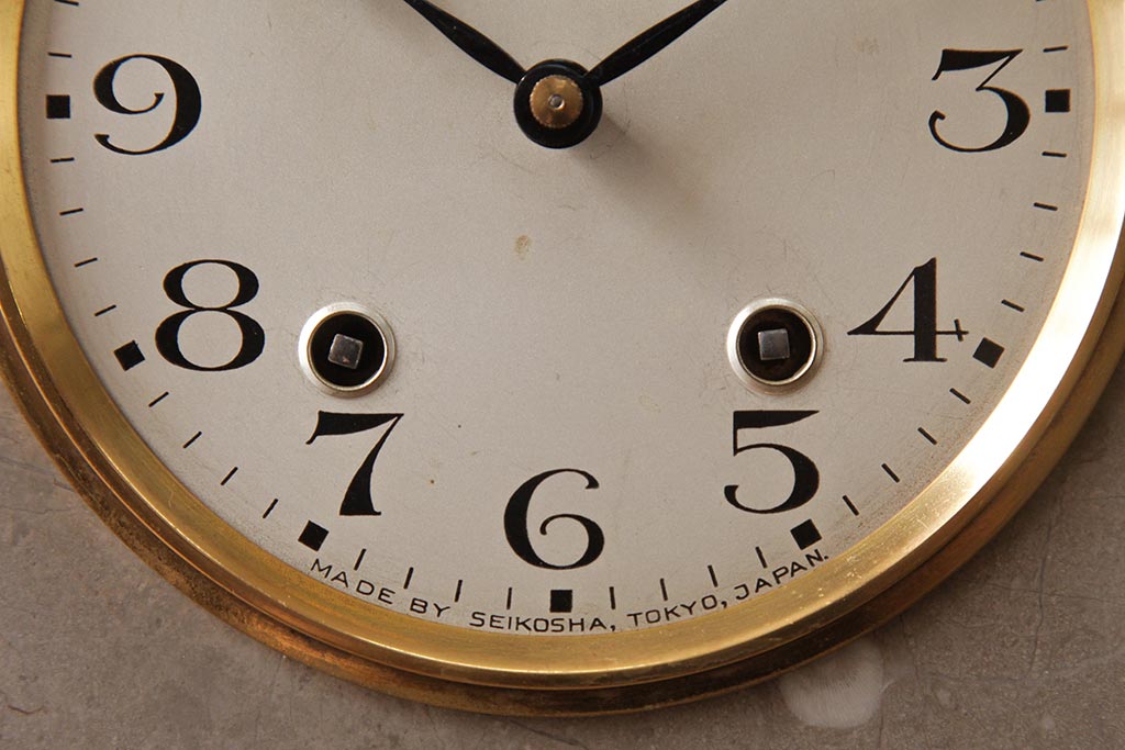 アンティーク雑貨　SEIKOSHA(精工舎、セイコー)　手巻き式　高級感のあるデザインの置き時計・箱付き(振り子時計)(R-037557)