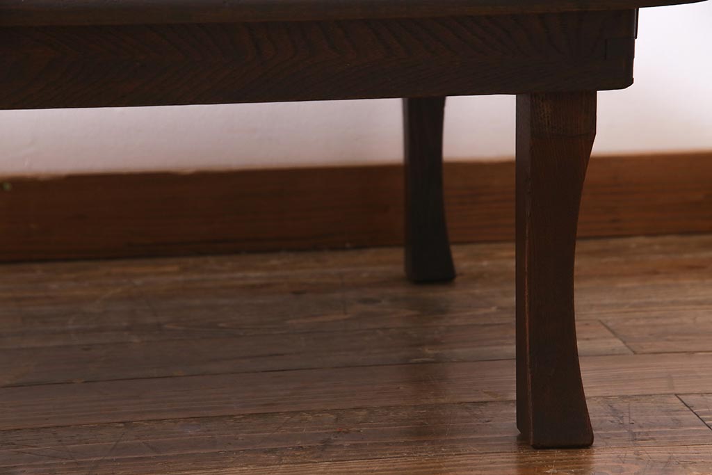 レトロ家具　栓材　折りたたみ　懐かしさ漂う昭和レトロな角ちゃぶ台(ローテーブル)(R-037560)