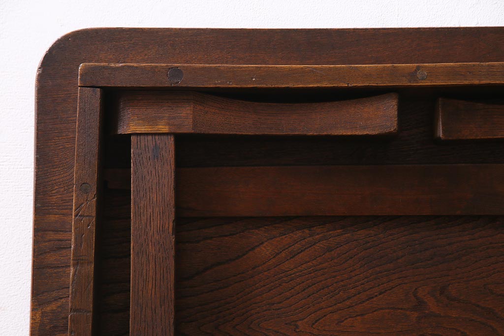 レトロ家具　折りたたみ　味のある昭和レトロな角ちゃぶ台(ローテーブル)(R-037561)
