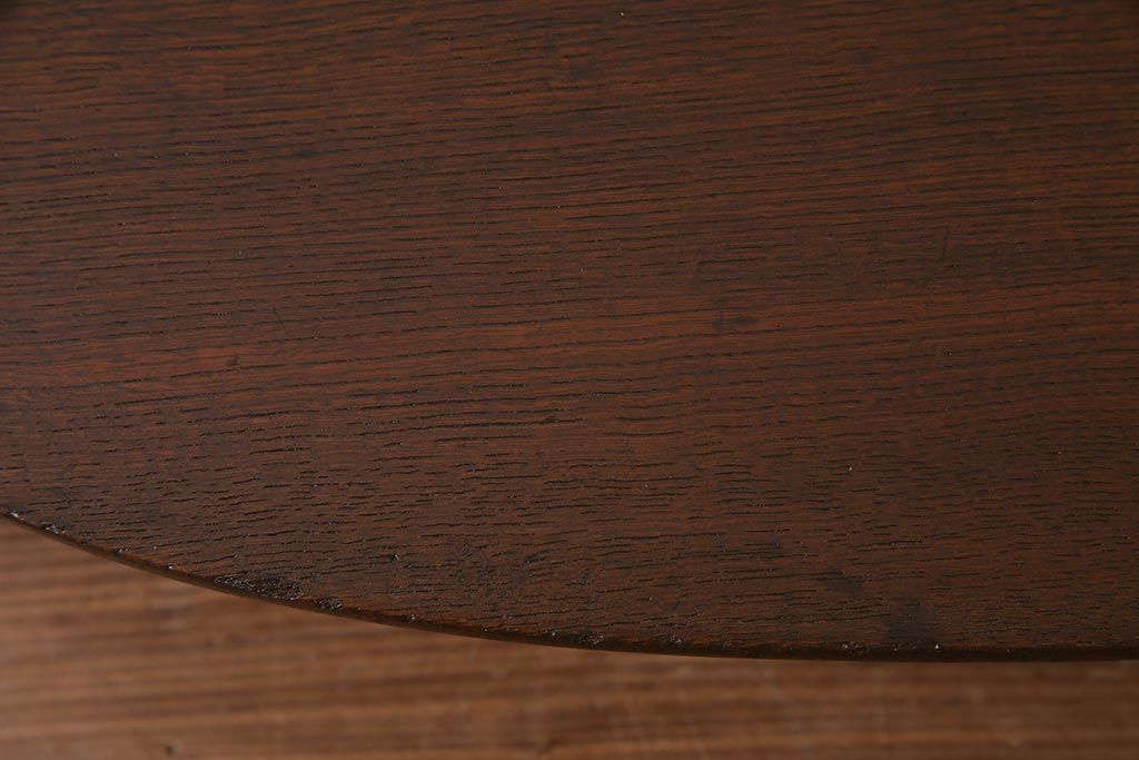レトロ家具　栓材　折りたたみ　懐かしさ漂う昭和レトロなオーバル型ちゃぶ台(ローテーブル)(R-037562)