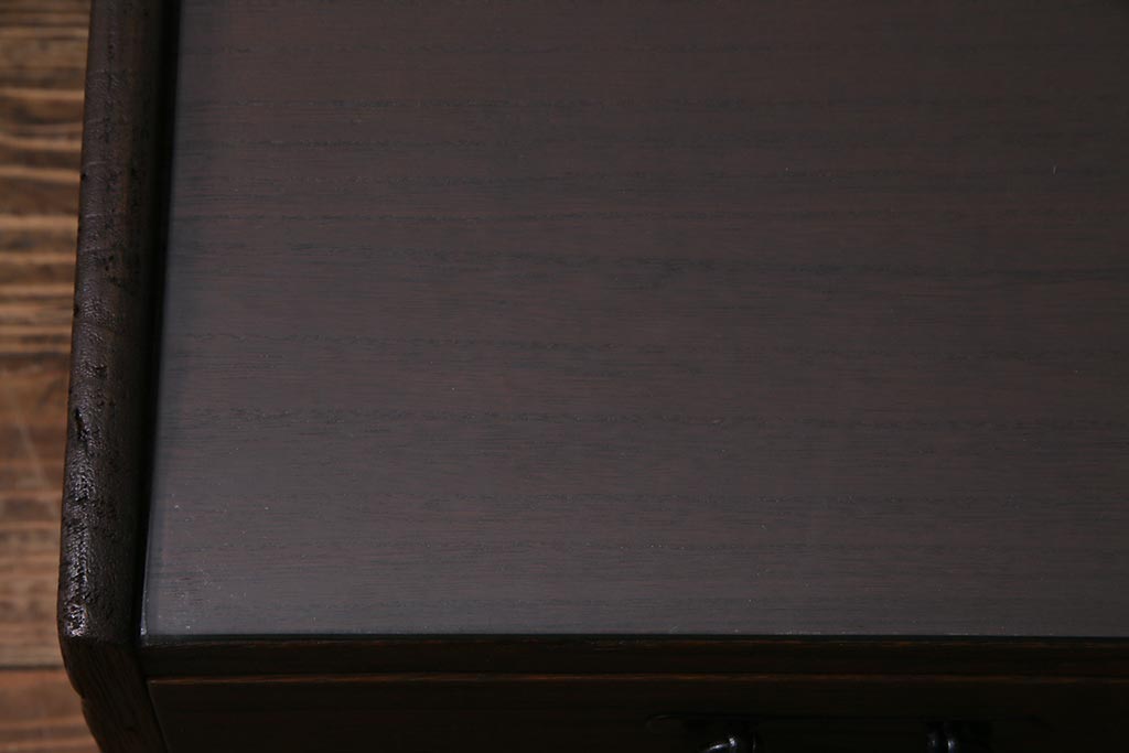 アンティーク家具　和製アンティーク　ガラス天板付き　総桐材　味のあるレトロな文机(ローテーブル)(R-037564)