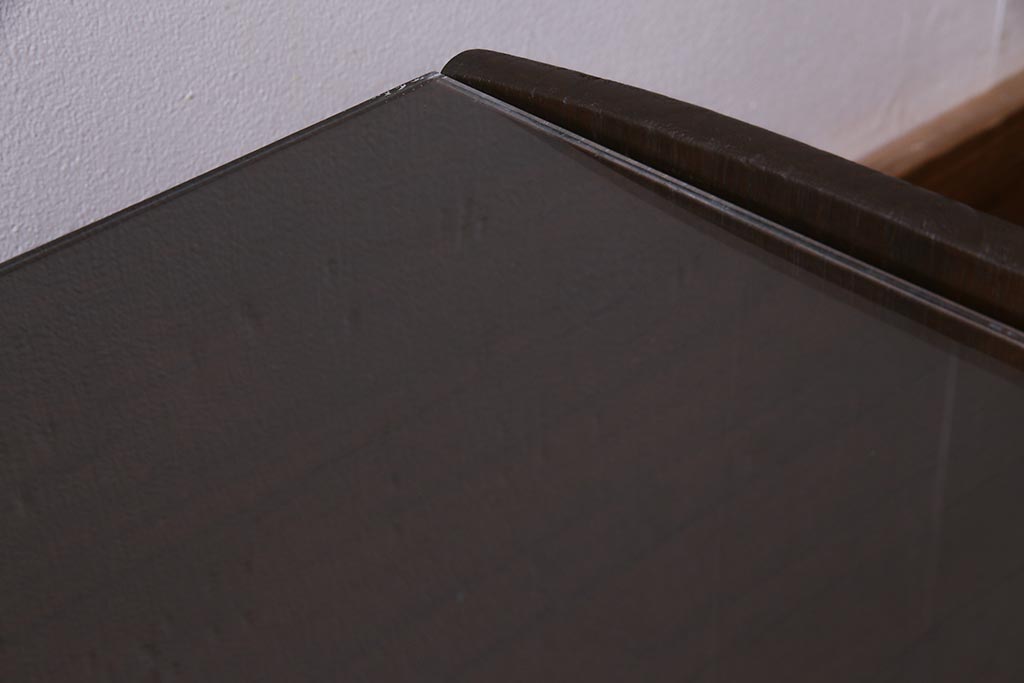 アンティーク家具　和製アンティーク　ガラス天板付き　総桐材　味のあるレトロな文机(ローテーブル)(R-037564)