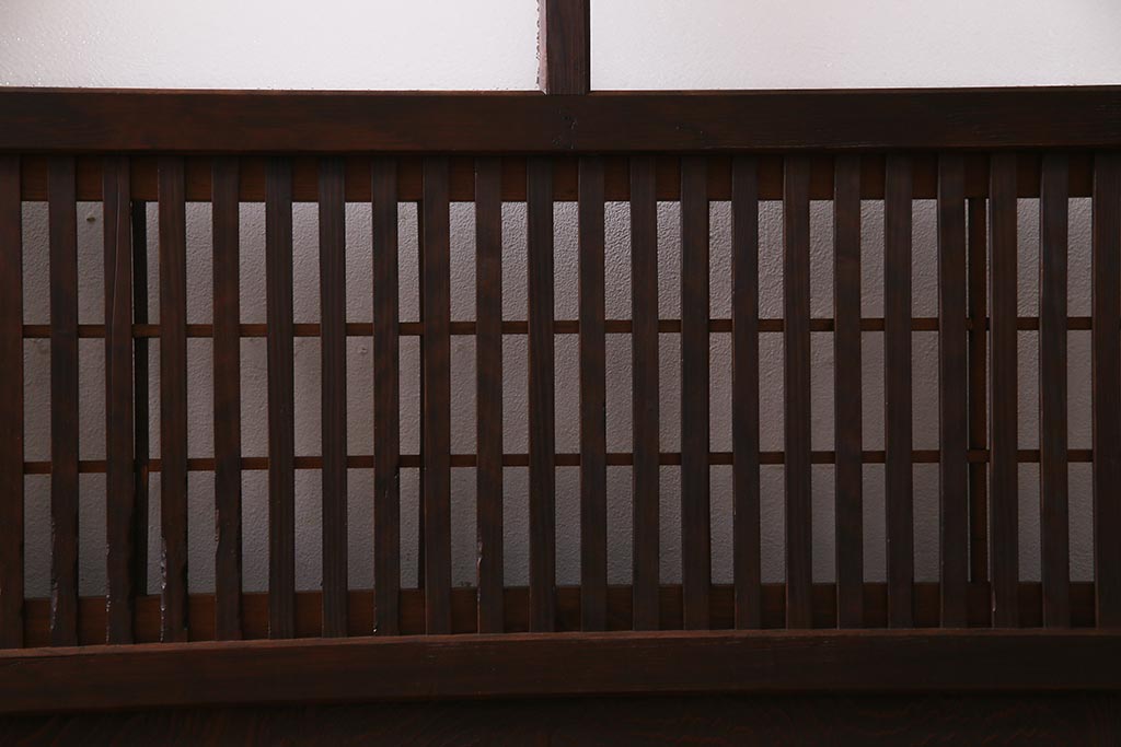 アンティーク建具　ダイヤガラス　裏障子枠付き　和モダンな雰囲気漂う格子戸2枚セット(ガラス帯戸、引き戸、建具)(R-037572)