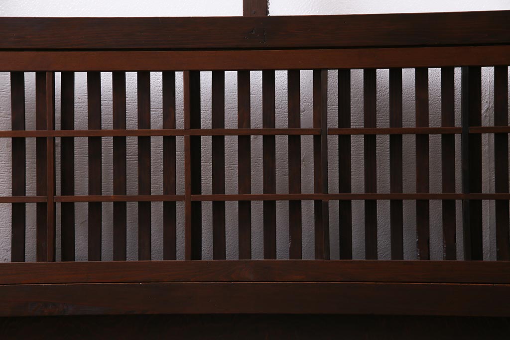 アンティーク建具　ダイヤガラス　裏障子枠付き　和モダンな雰囲気漂う格子戸2枚セット(ガラス帯戸、引き戸、建具)(R-037572)