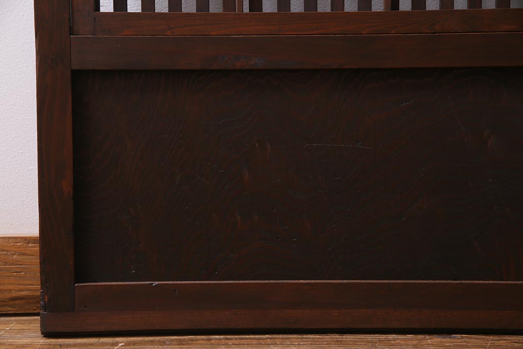 アンティーク建具　ダイヤガラス　裏障子枠付き　和モダンな雰囲気漂う格子戸2枚セット(ガラス帯戸、引き戸、建具)(R-037572)
