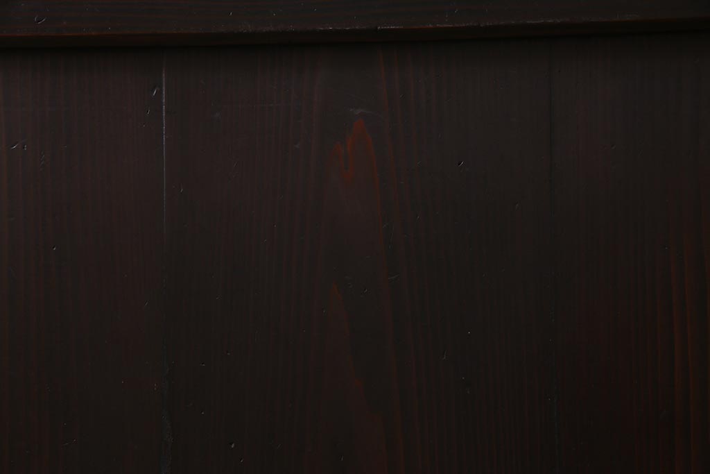 アンティーク建具　明治大正期　チェッカーガラス・モールガラス・色ガラス　ステンドグラスがお洒落な板戸1枚(建具、ガラス帯戸、引き戸)(R-037576)