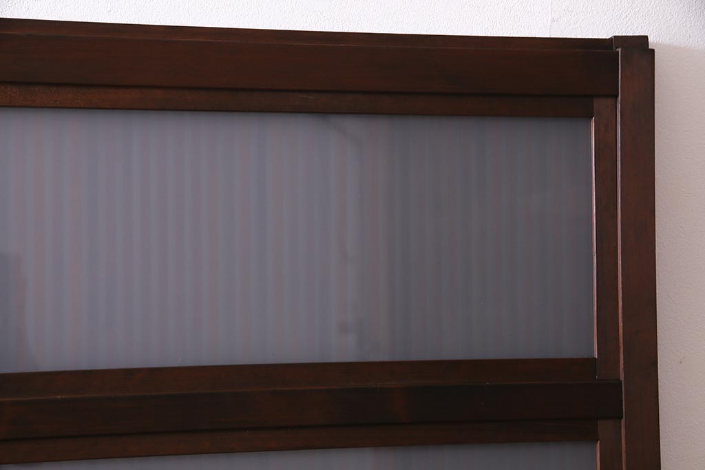 アンティーク建具　当店オリジナルガラス　裏ガラス入り　幅狭　上手物　万本格子戸4枚セット(建具、引き戸)(R-037592)