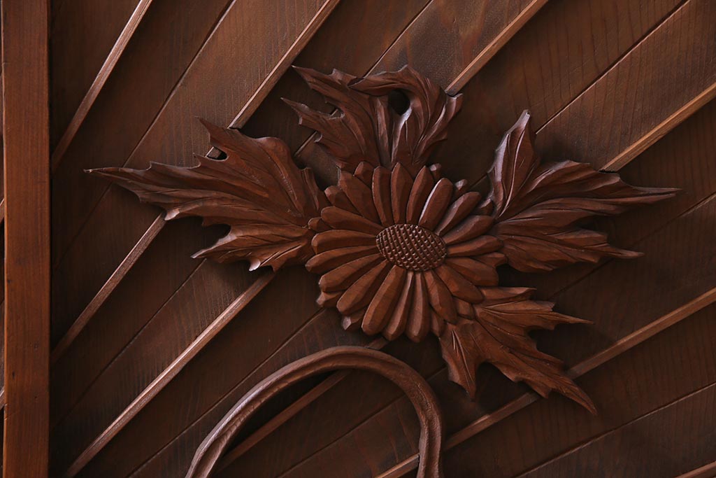 ラフジュ工房オリジナル　アンティーク建具リメイク　扇菊　こだわりの和空間づくりが叶う脚付きサイドボード(書院戸、組子、キャビネット)(R-037605)