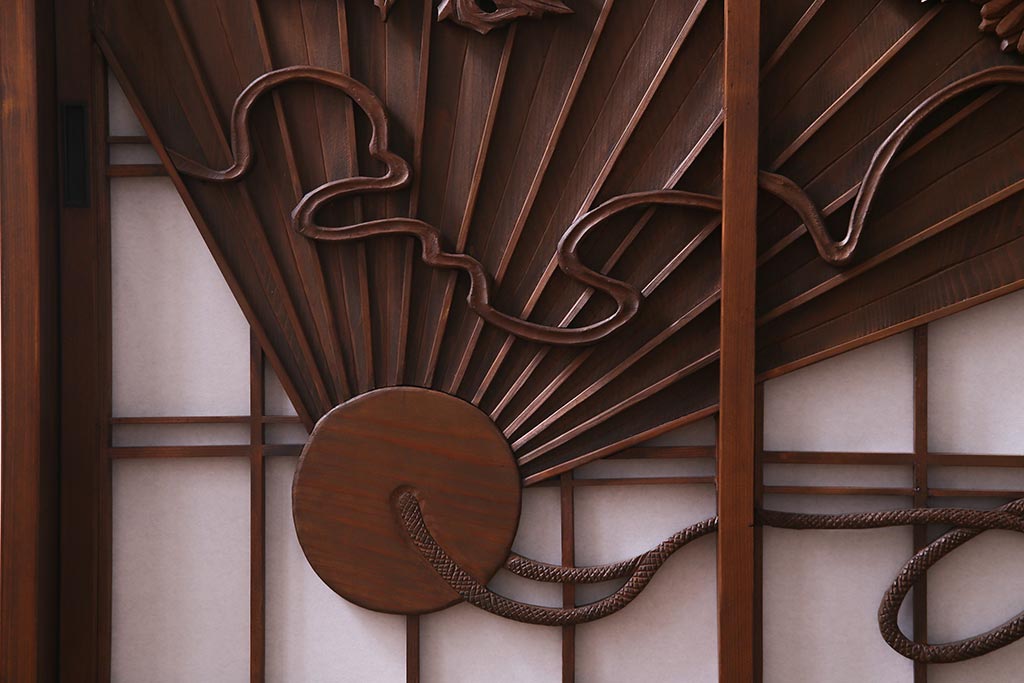 ラフジュ工房オリジナル　アンティーク建具リメイク　扇菊　こだわりの和空間づくりが叶う脚付きサイドボード(書院戸、組子、キャビネット)(R-037605)
