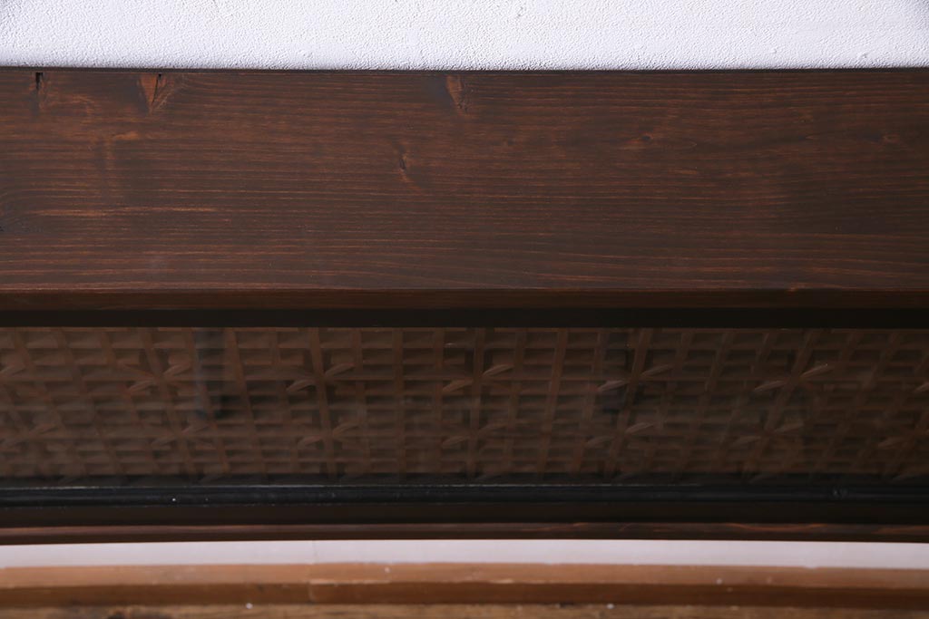 アンティーク照明　ラフジュ工房オリジナル　古建具リメイク　片面ガラス　組子の欄間を使った壁付け照明(ウォールランプ)(R-037623)